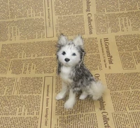 small cute simulaiton sitting husky dog model toy polyethylenefur sitting husky dog doll gift about 12x8cm 1812