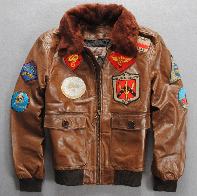 pilot cow leather jacket collar 