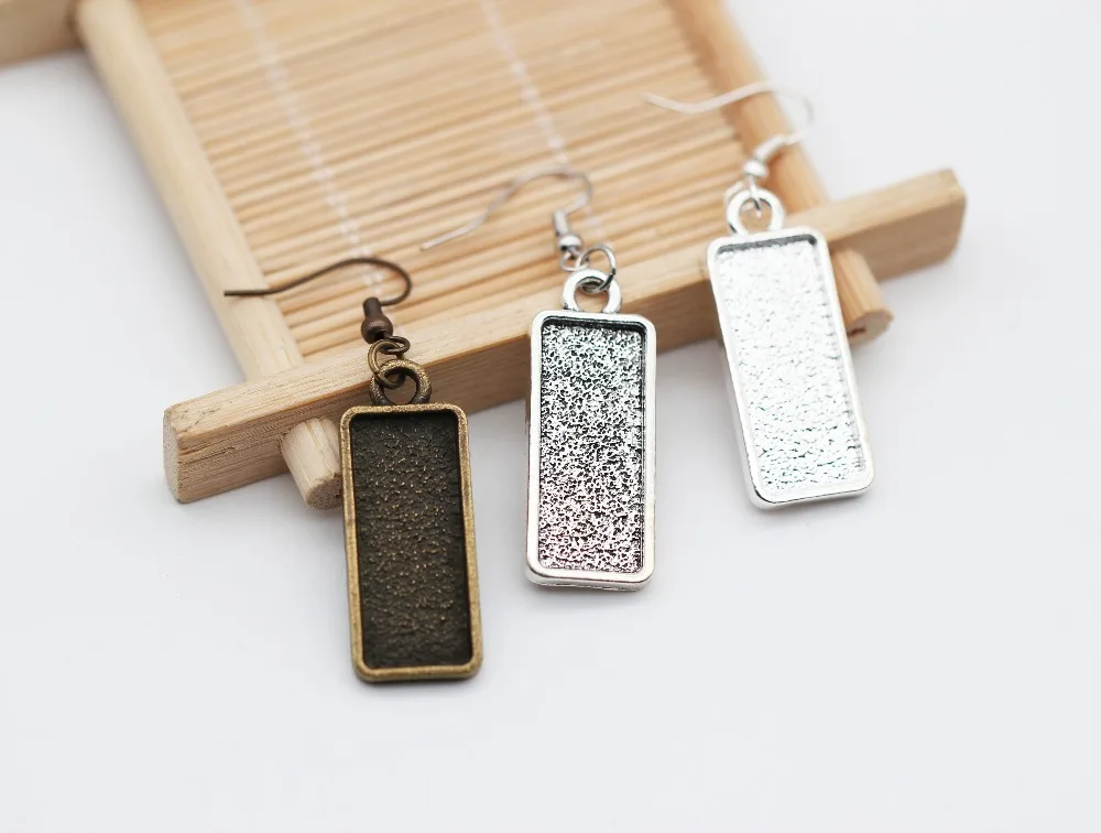 10x25mm Rectangle Cabochon Earring Blanks Base Setting Ant silver/Bronze/Silver Fit For DIY Women Making 20pcs | Украшения и