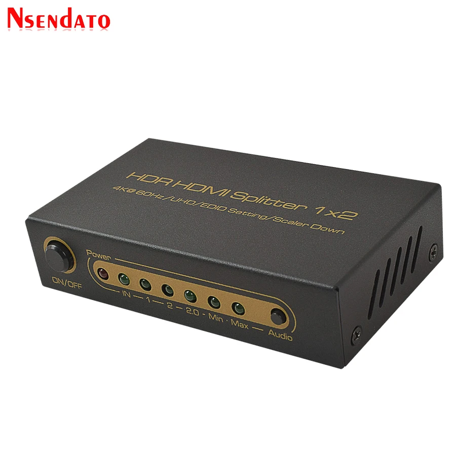 Разветвитель HDMI 1x2 4K HDR 60 Гц 1 в 2 выхода с адаптером питания для монитора DTS Dolby 3D 1080p