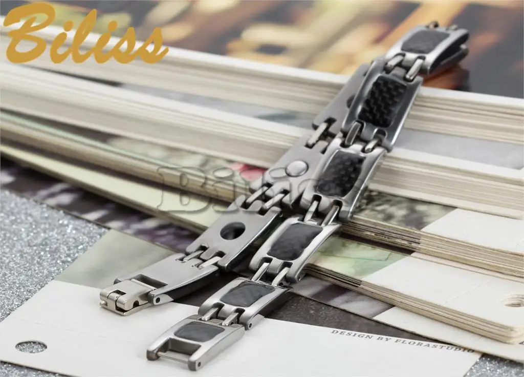 Черный Браслет из углеродного волокна магнитный камень терапия здоровье браслет