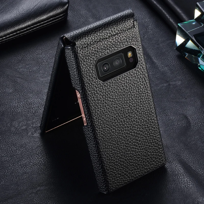 Чехол из натуральной воловьей кожи для Samsung W2019 Роскошный деловой чехол черного и