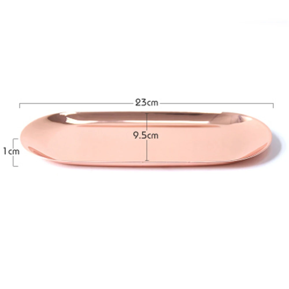 big rose gold Нордическая роза золото металлический лоток для хранения Ins роскошный золотой серебряный овальный десертная Фруктовая тарелка настольные украшения дисплей лоток домашний декор - Цвет: big rose gold