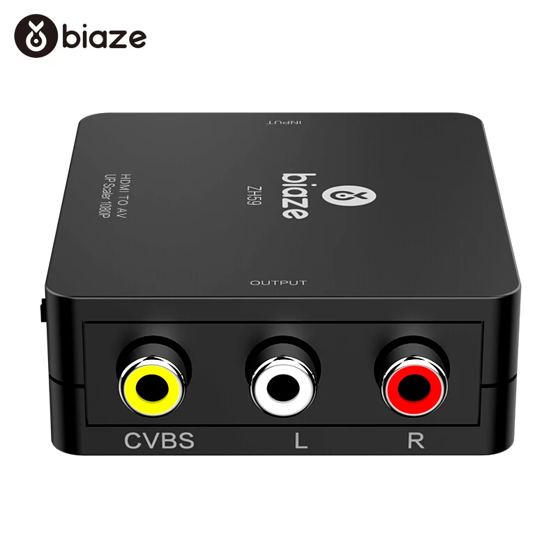 Biaze HDMI в AV скейлер adaptador HD видео конвертидор 3 RCA AV/CVSB L/R 1080 p HDMI2AV apoyo NTSC отправка usb