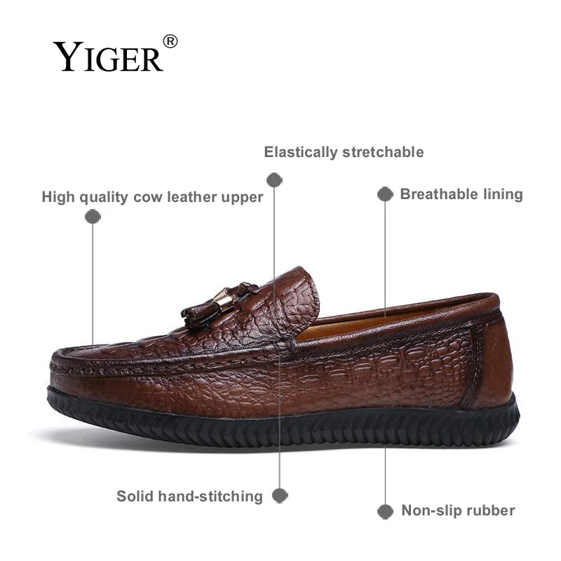 YIGER New Man Boat shoes Breathable Slip-on Men Loafers Genuine Leather Driving Fashion Lazy Free shipping 0136 | Обувь