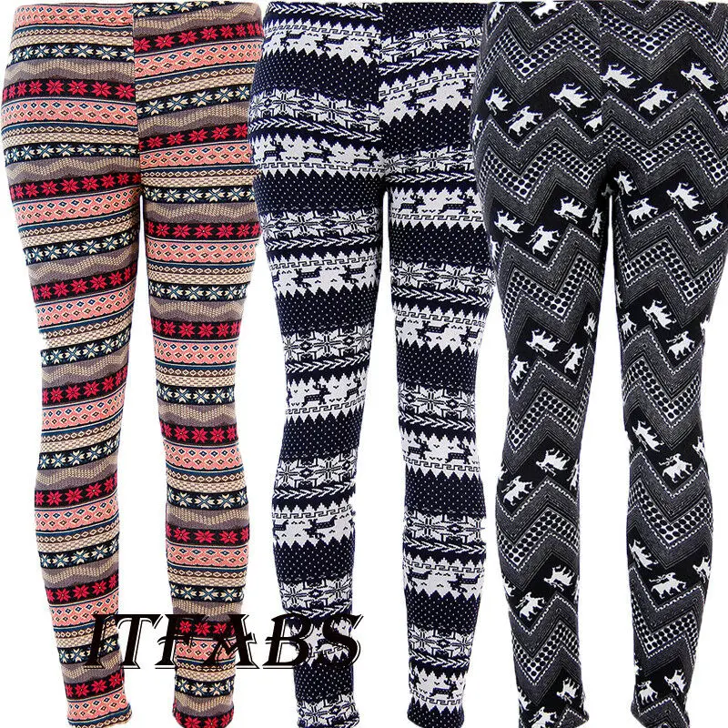 

Women Stretchy Reindeer Gifts Christmas Leggings Cute Skin Pants Print Trouses