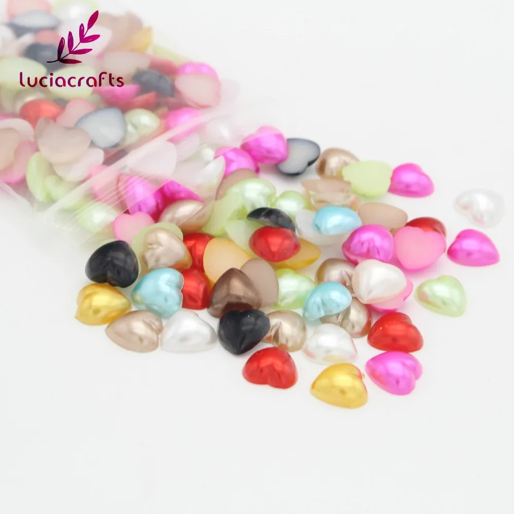Lucia crafts 48 шт/144 шт 10 мм плоские с оборота полусердечки имитация жемчуга бусины ABS для DIY ручной работы украшение для альбома F0302