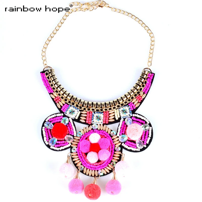 Женское винтажное ожерелье-чокер ручной работы ожерелье из шерсти с вышивкой в