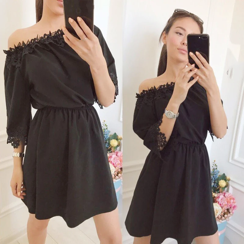 BEFORW Летний новый Сладкий стиль платье кружева слово  воротник Плиссированные