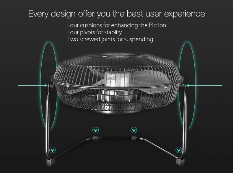 Digoo DF-101 10 дюймов настольные вентиляторы электрические металлические вращающиеся вентиляторы охлаждения+ USB перезаряжаемый аккумулятор 18650 для дома и офиса