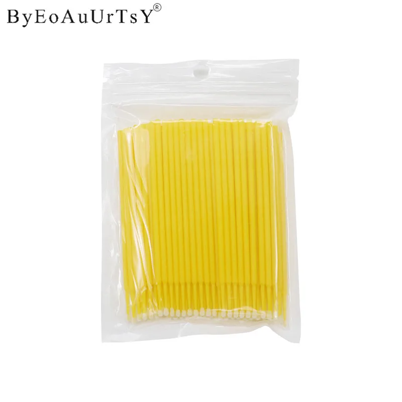 Yellow 1000 шт тушь для ресниц одноразовые микрощетки аппликатор для ресниц палочки кисть для наращивания ресниц 10 цветов - Handle Color: Yellow