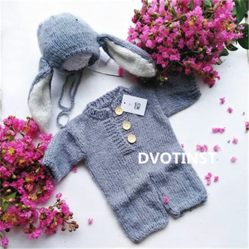 Dvotinst Newborn Baby Photography Props Crochet Knitted Clothes Outfits+Hat Set Fotografia Costume Studio Shooting Photo | Детская