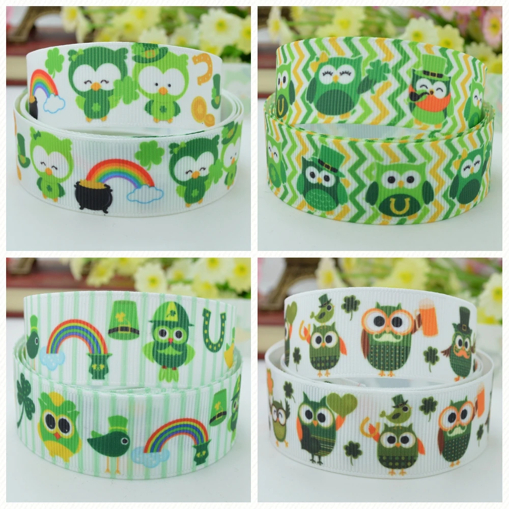 DUWES 7/8 &quot22 мм 2 5 10 20 50 ярдов День Святого Патрика полосы клевера печатные grosgrain