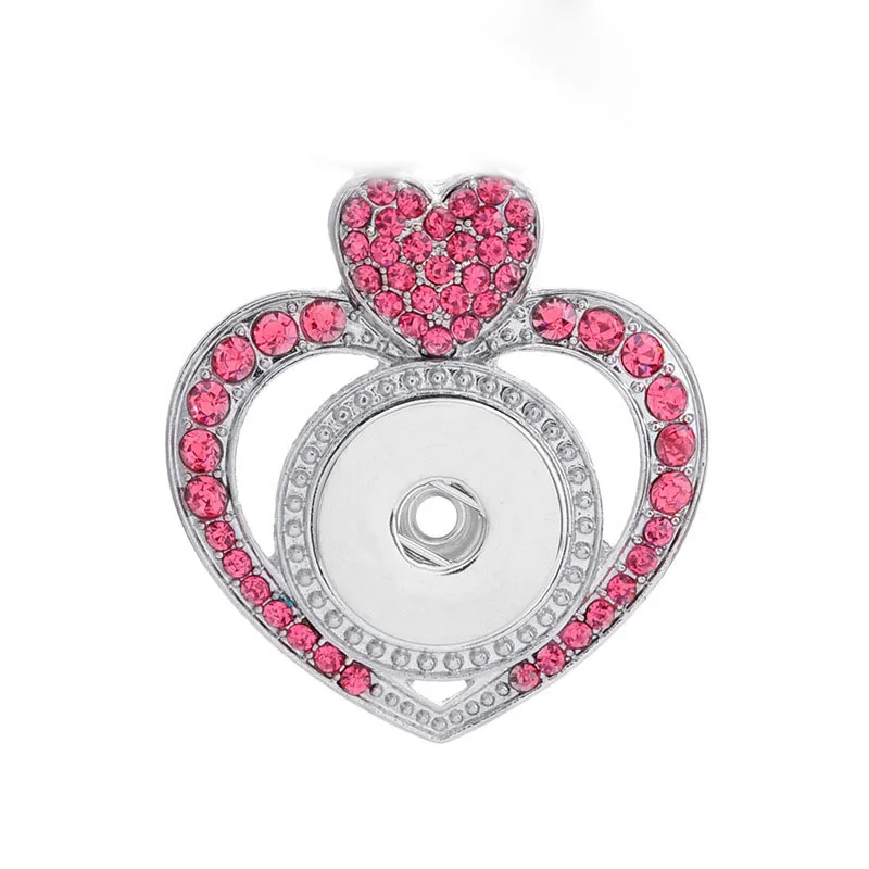 

Hot Sale Heart 183 Rhinestone Snaps Button Necklace Pendant Necklace Fit 18mm Buttons For Women Charm jewelry
