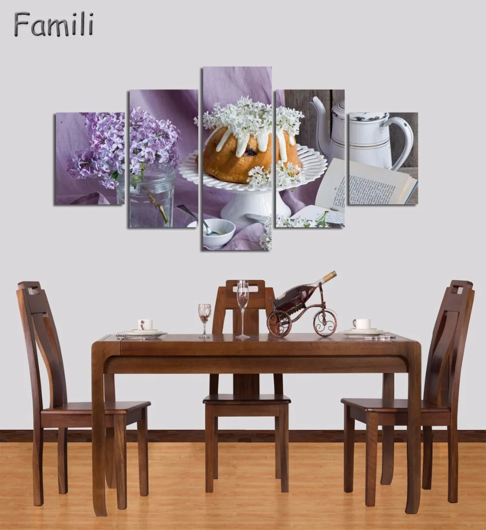 

5Picture Jam And Food And Cup Of Modern Canvas Print Painting Wall Art Picture For Kitchen Room Decoration Artwork Unframed