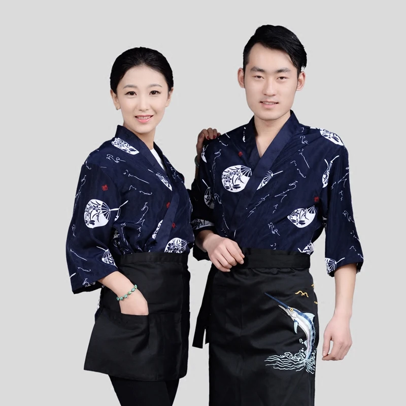 Корейские японские услуги Повара Мужская и женская одежда с короткими рукавами