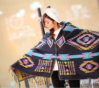 Сексуальное Женское пальто с капюшоном принтом накидка пончо платок шарф