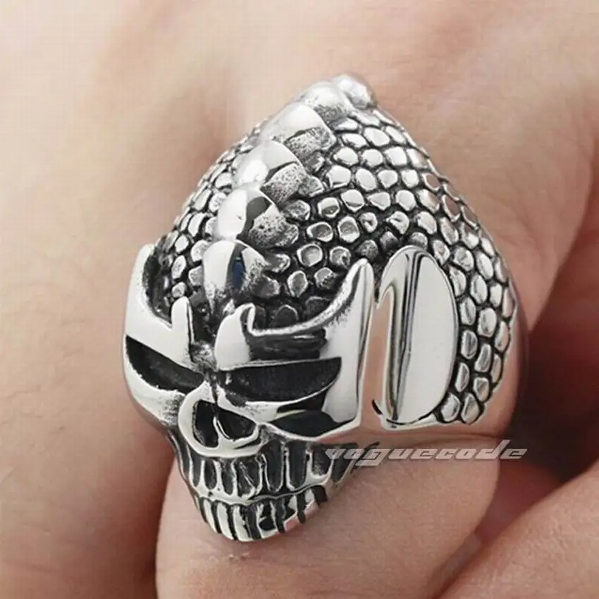 Мужское байкерское кольцо качалка из нержавеющей стали 316L с черепом 3C003|steel skull