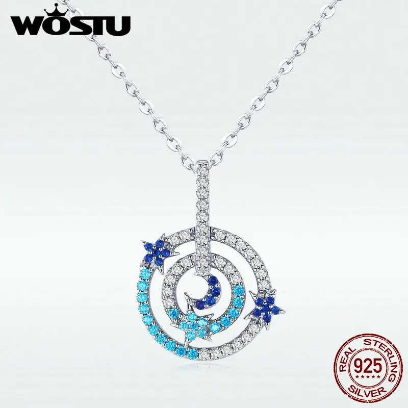 WOSTU Настоящее 100% Стерлинговое Серебро 925 пробы Луна и ожерелье с кулоном в виде