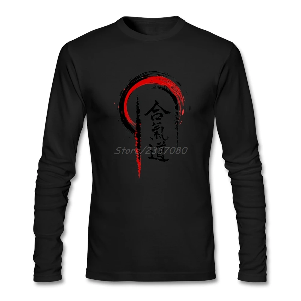 Айкидо с длинными рукавами и круглым вырезом для мальчиков мужчин рубашка в