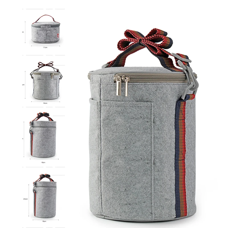 Цилиндрическая Термосумка холодильник из войлочной ткани с колонковой