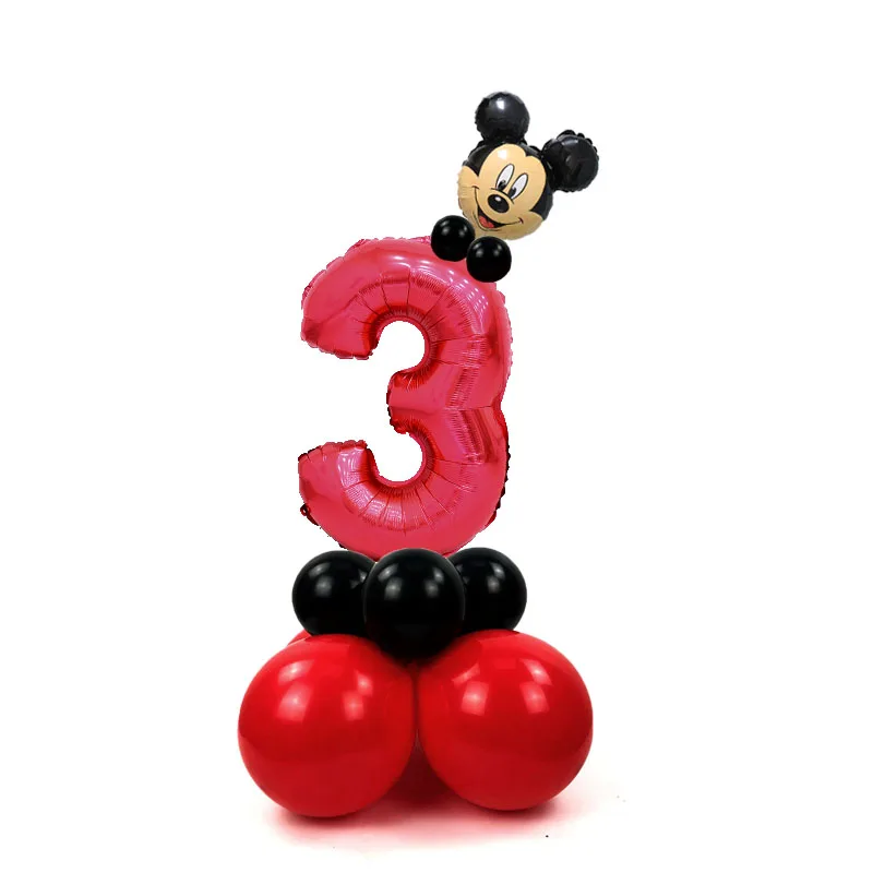 mickey red set(3) KAMMIZAD 17 шт./лот anniversaire Микки красные цифры воздушные шары для 1. Украшения для дня рождения, Детские фольгированные баллоны Минни, балоны - Цвет: mickey red set(3)