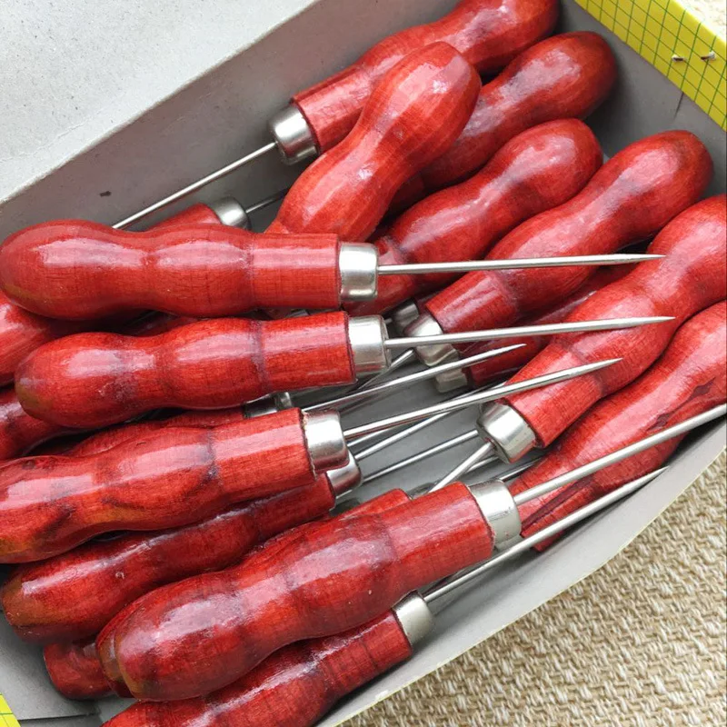 Meetee 10 шт. Тыква Awl тысячи прямое сверло деревянная ручка DIY кожа двойная ручной
