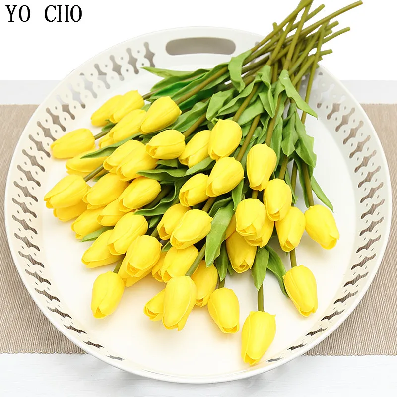 Искусственные тюльпаны YO CHO 21 шт./лот искусственные цветы из искусственной кожи