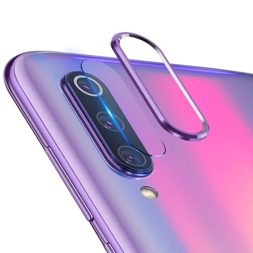 Защита для экрана объектива камеры Xiaomi mi 9 9SE mi 8+ металлическое защитное кольцо для задней линзы из закаленного стекла для Xiaomi mi 9 SE mi 8 mi 8 - Цвет: Purple With Glass