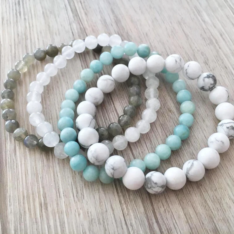 Набор браслетов Howlite белая J-ade из Лабрадорита и амазонита бусины натурального