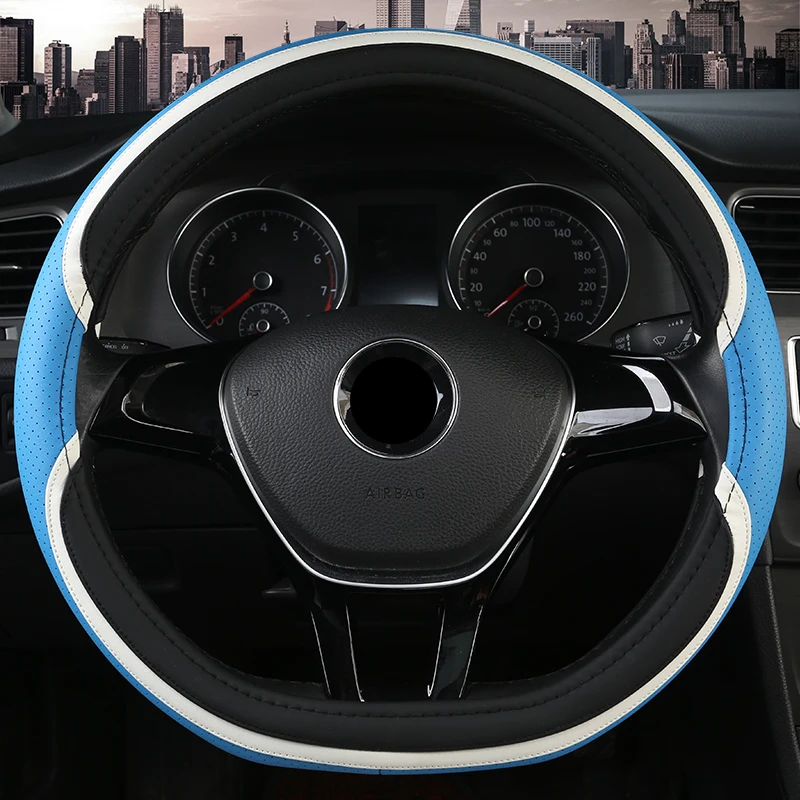 Blue DERMAY чехол рулевого колеса автомобиля D форма для VW Golf 6 Golf 7 для hyundai Ioniq для Citroen C3-XR C4 sega C4L Elysee - Название цвета: Blue