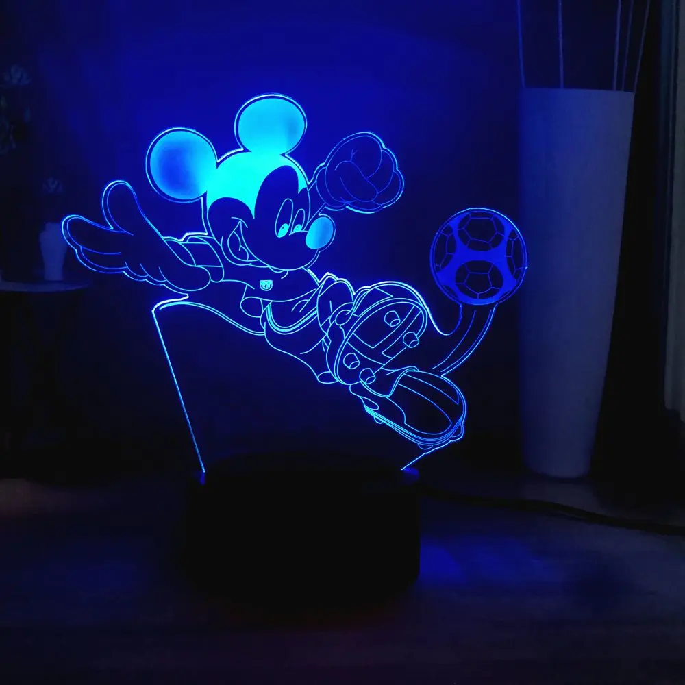 3D детская Ночная лампа с Микки-Маусом игрушечная мышь футбол Dream Master USB в виде героя мультфильма мини сенсорный цветной светодиодный ребенка свет украшения