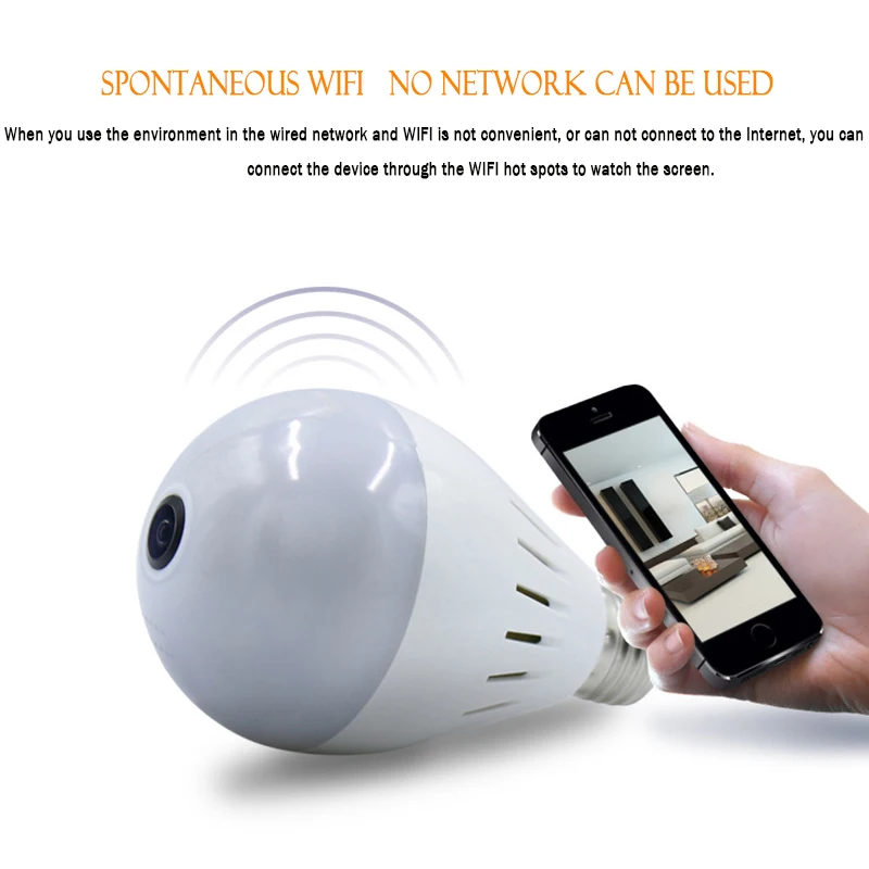 360 градусов панорамный объектив рыбий глаз Беспроводной E27 Wi-Fi IP 1.3MP мини беспроводные смарт-лампы Камера дома для защиты детей и домашних животных наблюдение езопасности Поддержка TF карты