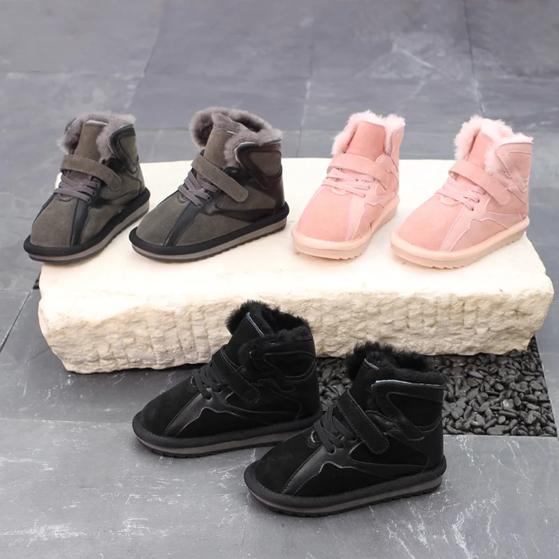 Детские зимние ботинки BeckyWalk из натуральной кожи для девочек и мальчиков отдыха