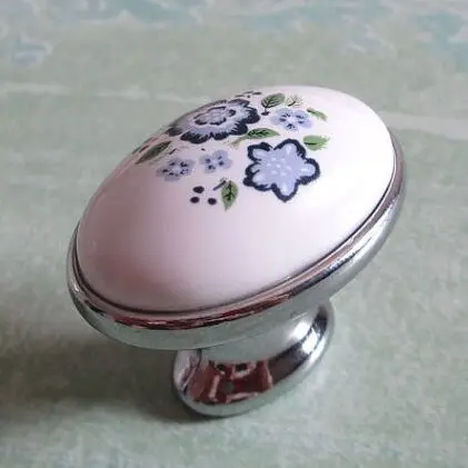 Ручка ящика для шкафа керамическая ручка кухонного овальные белые и серебряные