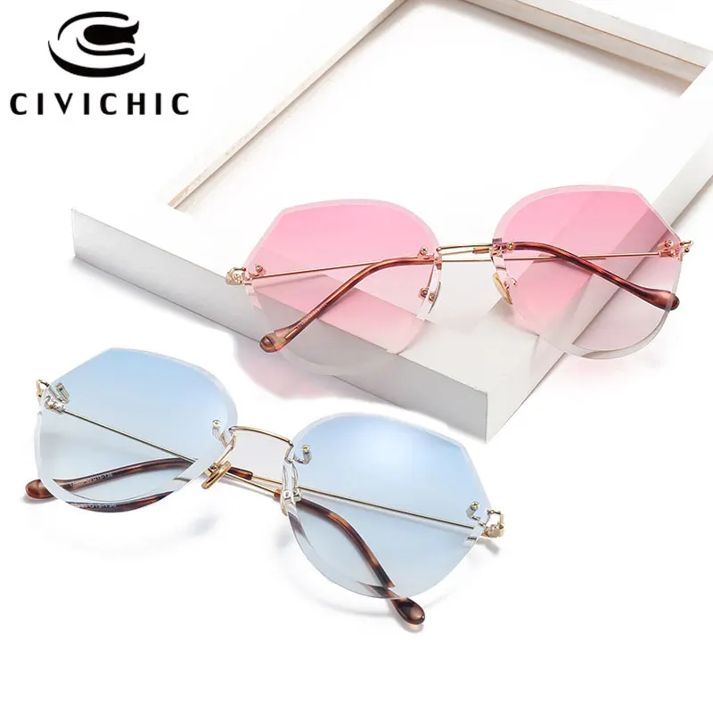 

CIVICHIC 2020 New Crystal Cutting Women Sunglasses Brand Designer Rimless Eyewear Gradient Ocean Lens Hipster Gafas De Sol E333