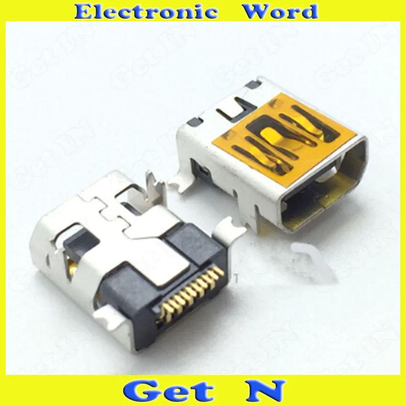 25 шт. 10 контактов золотое покрытие мини USB Женский Джек коннекторы для