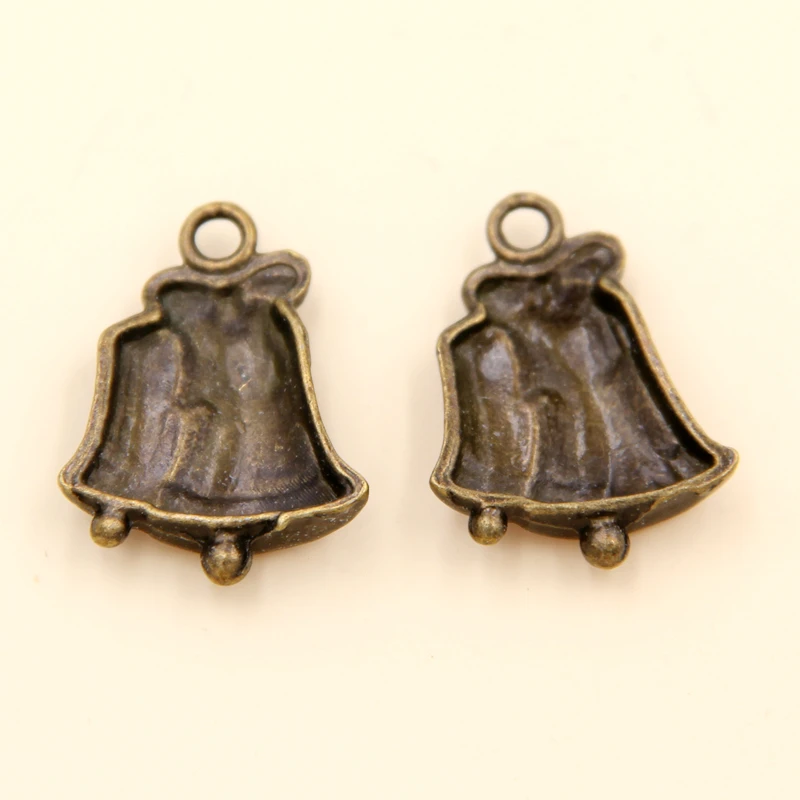 

Wholesale 25pcs Ancient Cyan Bell Charms Pendants 17x23mm