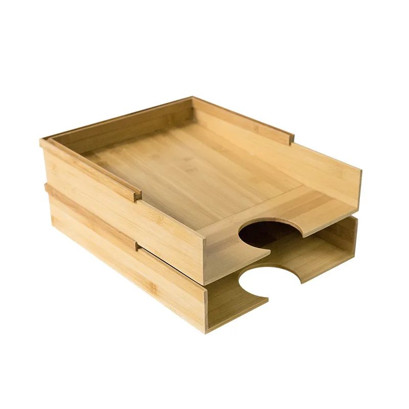 Bamboo Desktop File Holder A4 Paper Storage Desk Rack Office Multi-function Data Box Multilayer Simple Style |