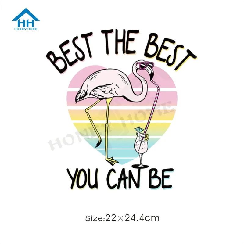Flamingos Drink water Washable Thermal Transfers Stickers for Lady's White Tshirt Clothe DIY Ironing Patch Badges Appliqued | Дом и сад