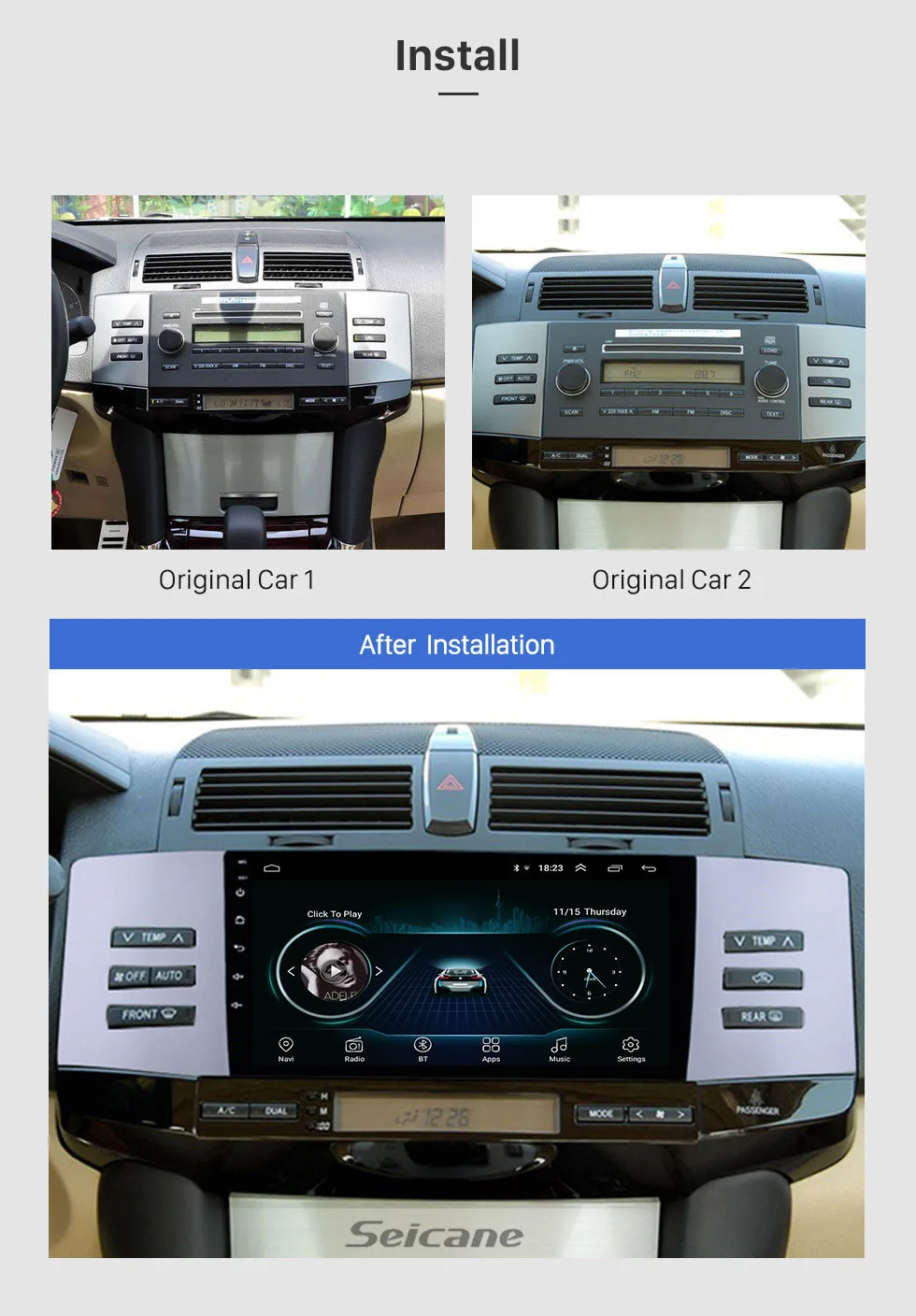 Seicane " 2din Android 8,1 для 2005-2009 Toyota Старый рейз автомобильный автостерео gps навигация головное устройство Поддержка TPMS DVR задняя камера