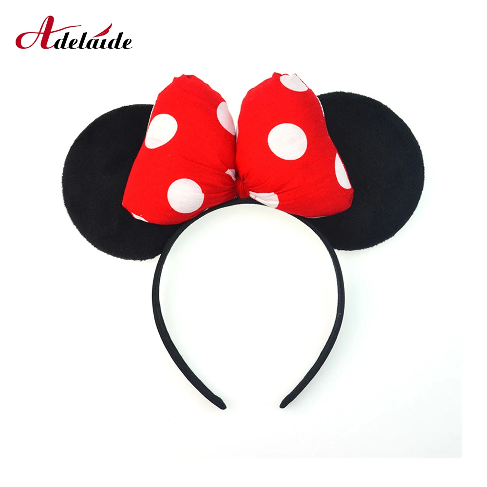 Новогодняя повязка на голову уши Минни Маус 3D бант с блестками фестиваль DIY