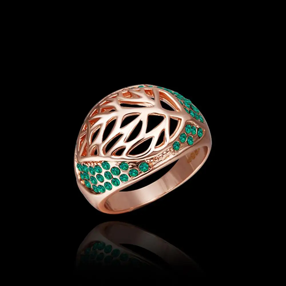 Free shipping Magic Leaves CZ Gem Ring 18K Rose Gold/Gold Plated Genuine Crystal finger wedding ring fashion | Украшения и