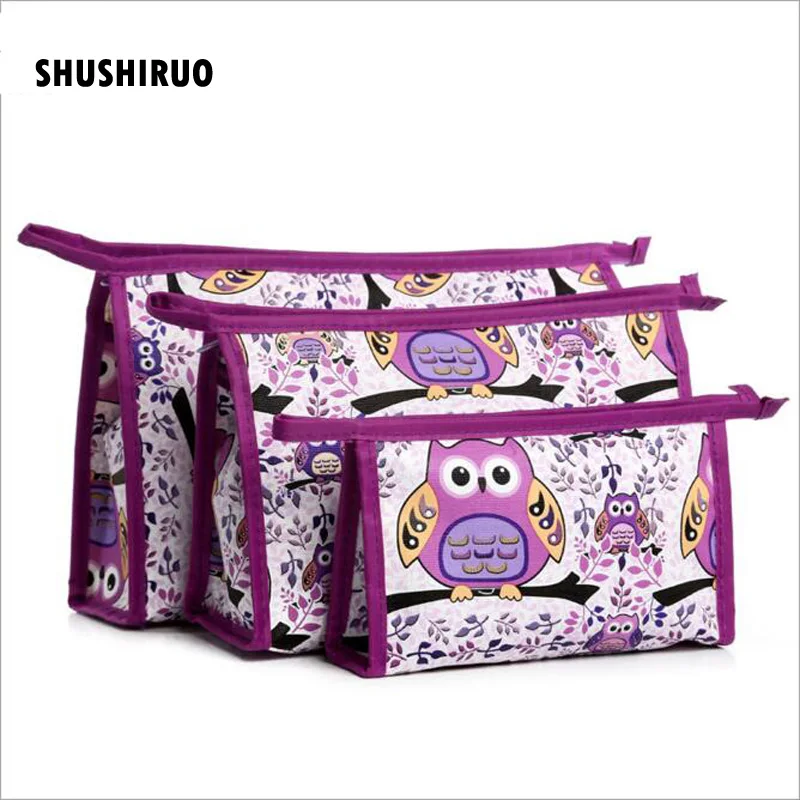 SHUSHIRUO 3 шт. Портативный косметический чехол с мультяшным принтом сумочка для