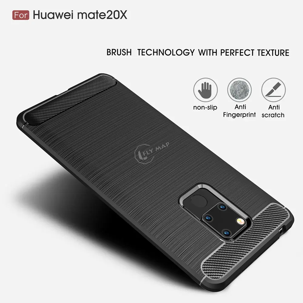 Silicone Soft Case for Huawei Mate 20X EVR-L29 Mate20X TPU Carbon Fibe Phone Cover 20 X EVR L29 AL00 Fitted |