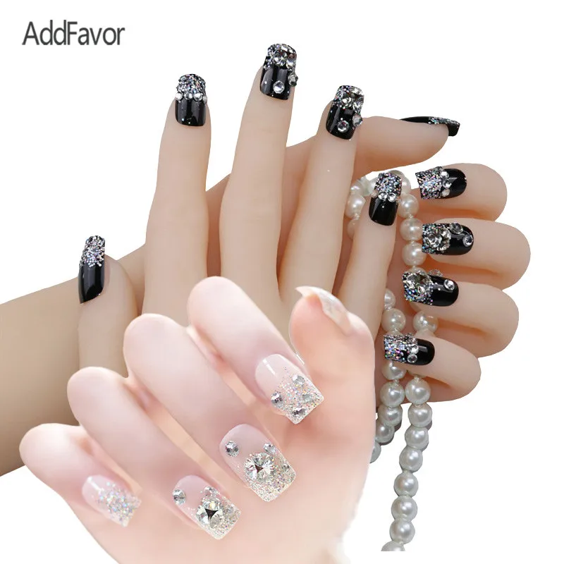 AddFavor 24 шт. многоразовые накрашенные накладные ногти с задней наклейкой лента