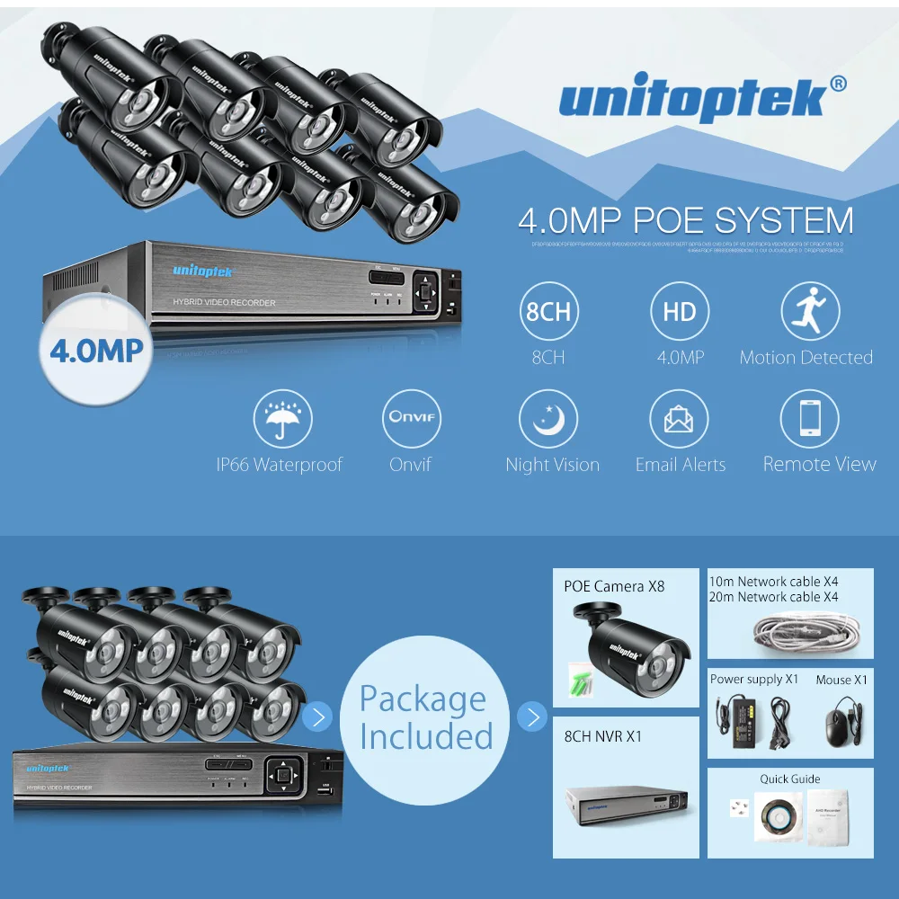 H.265 4.0MP 2592*1520 IP PoE камера s система видеонаблюдения с 8 шт ночного видения HD CCTV IP камера водонепроницаемая