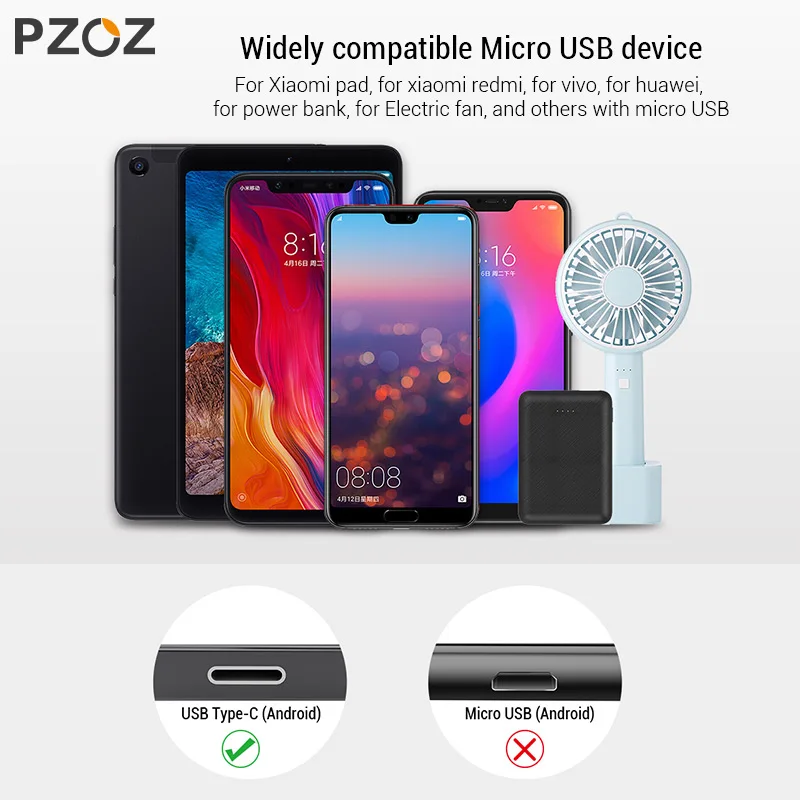 pzoz usb c type c cable fast charging data cord charger usb c for xiaomi redmi note 9s 7 8 9 pro max phone usb c type c cable free global shipping