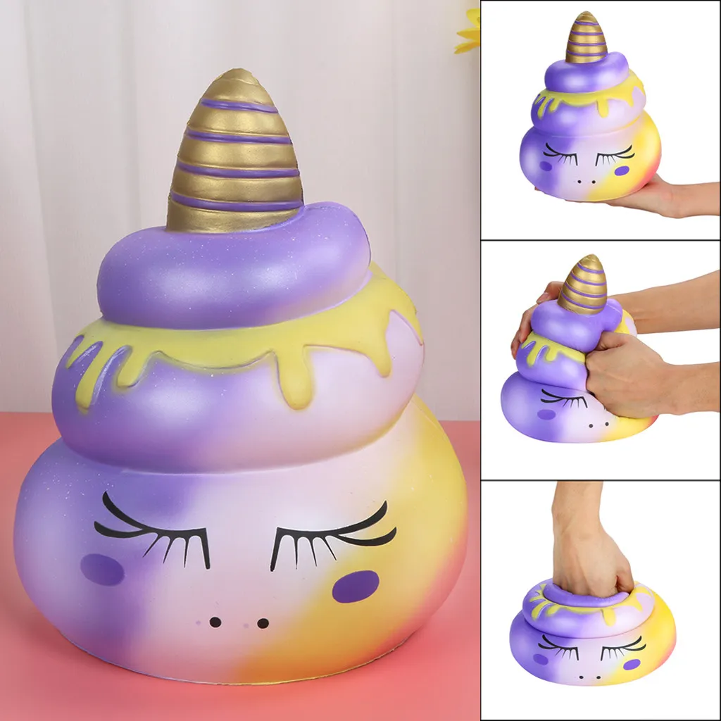 Игрушка давилка для взрослых Дети Kawaii Jumbo Unicornor Poo Spuer медленно поднимающийся крем