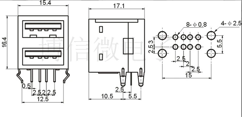 2 шт./лот USB тип розетки разъем 2to1 комплект G43 для передачи данных интерфейс
